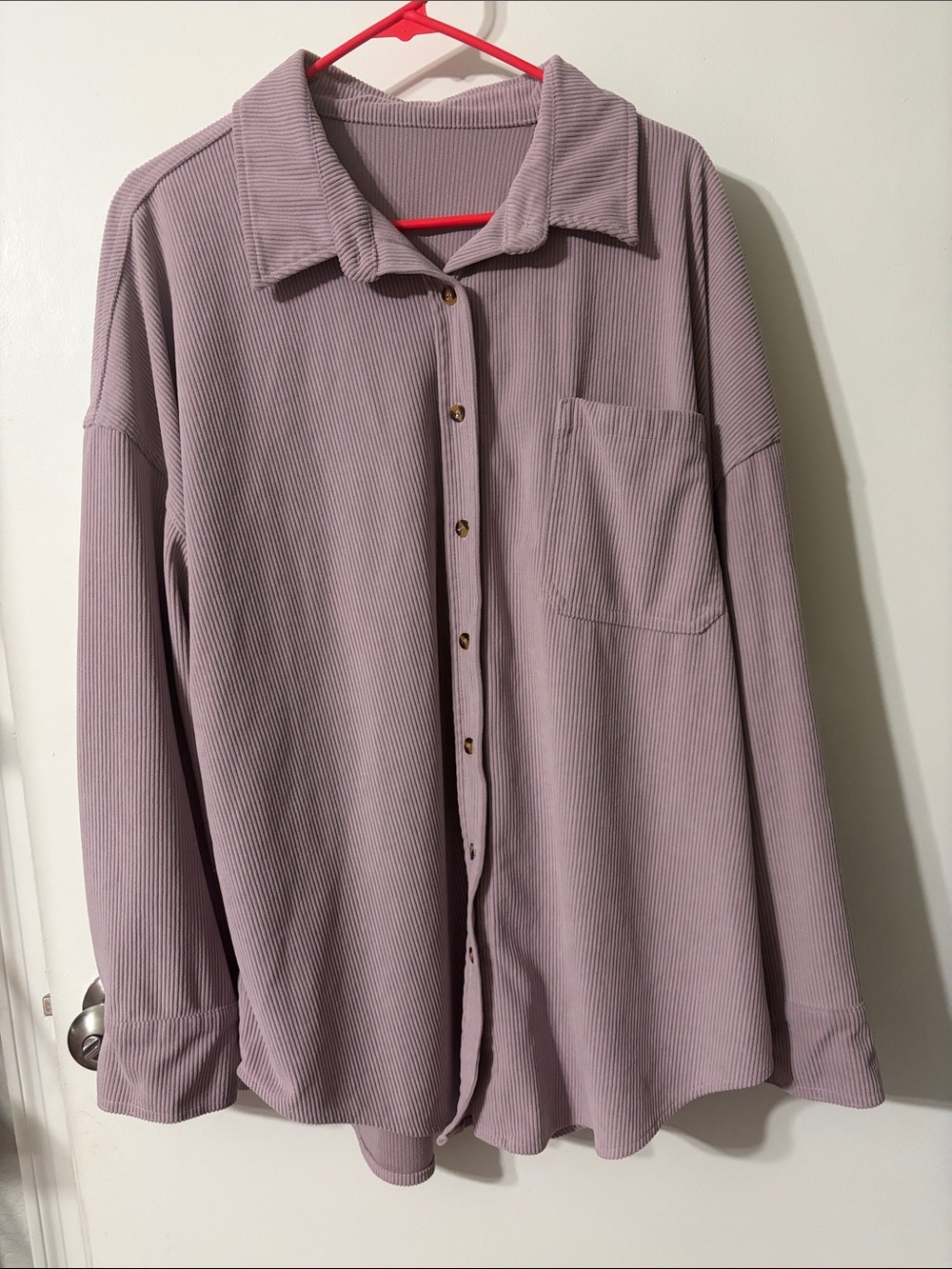 Amazon Unisex Casual Ribbed Button-Down Shirt - Lavender